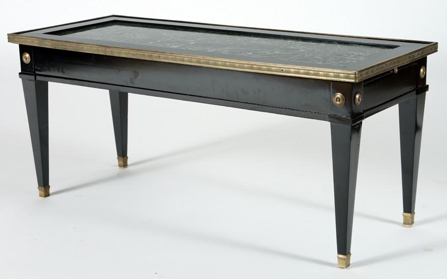 MARBLE TOP BRONZE MOUNTED COFFEE TABLE CIRCA 1940 (1 of 5)