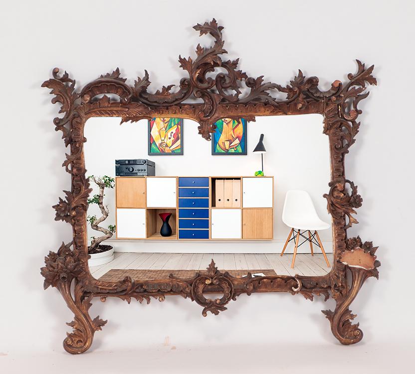 A relief carved wood mirror C 1920. (1 of 5)