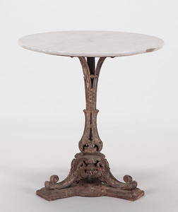 CAST IRON MARBLE TOP GARDEN TABLE C.1910