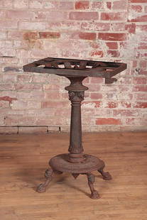 19TH C. CAST IRON PEDESTAL TABLE BASE: A nineteenth century cast iron pedestal table base in the Neo-classical style. Ht: 28.75" Wd: 20.25" Dpth: 12.5"