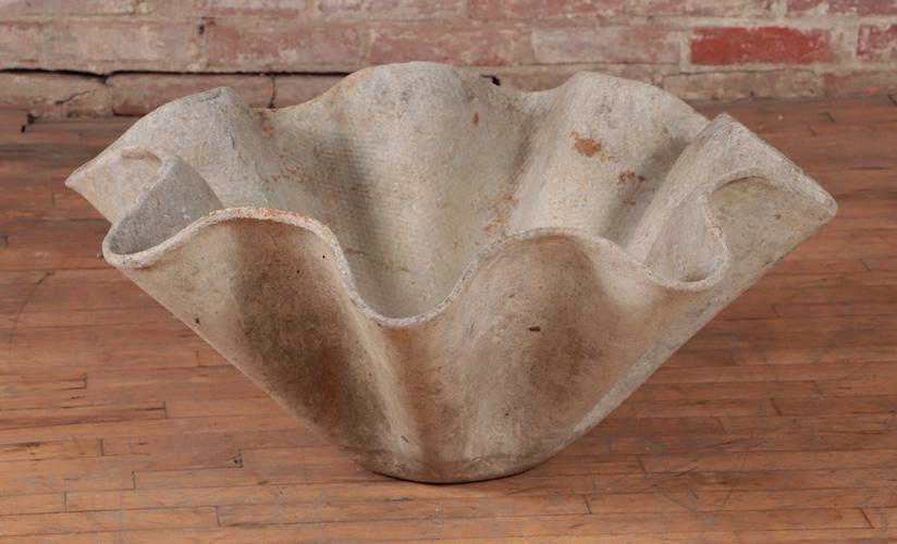WILLY GUHL CAST STONE CLAM SHELL PLANTER C.1970 (1 of 4)