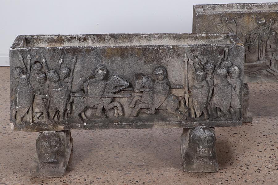 PAIR CARVED STONE FRENCH PLANTERS (1 of 9)