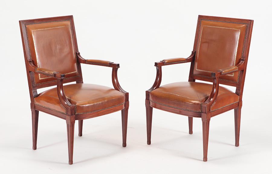 PAIR MAHOGANY ARM CHAIRS MANNER FRANK C.1945 (1 of 7)