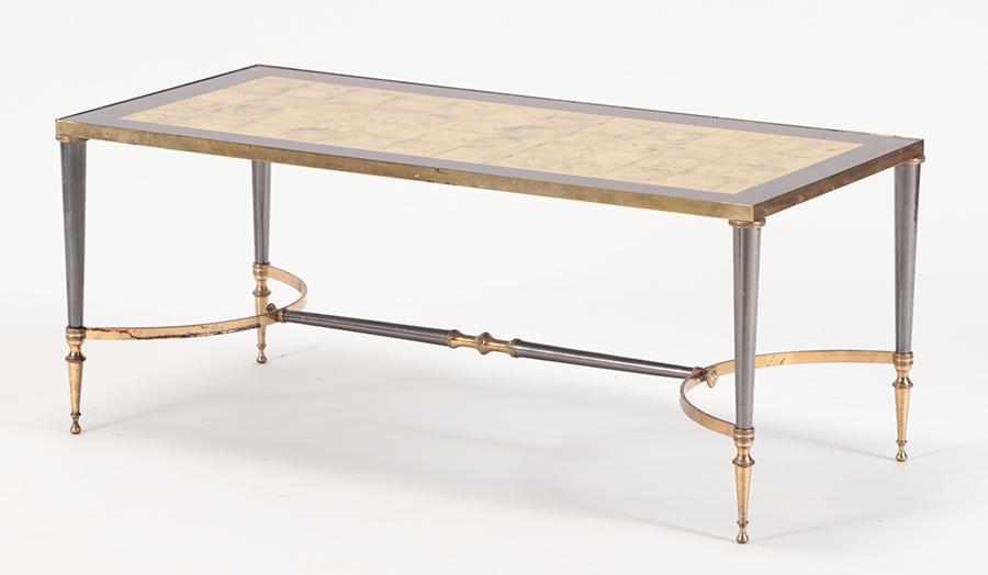 FRENCH BRASS AND STEEL COFFEE TABLE C.1950 (1 of 4)
