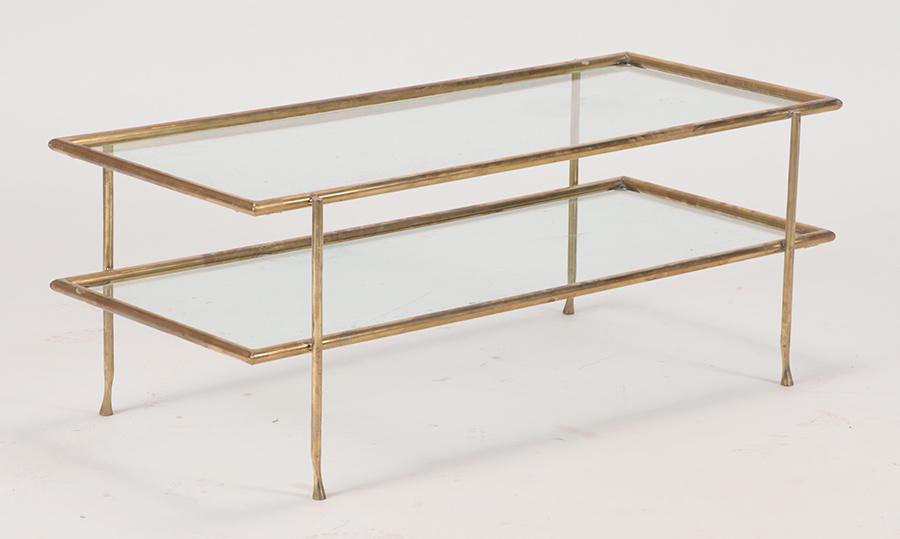 FRENCH BRASS AND GLASS COFFEE TABLE C.1950 (1 of 4)