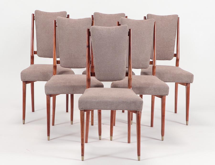 SET 6 MAHOGANY UPHOLSTERED DINING CHAIRS C.1955 (1 of 5)