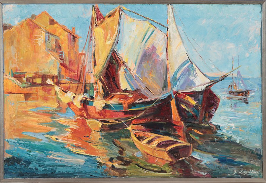 GEORGII ALEKSANDROVICH LAPSHIN SAILBOAT PAINTING (1 of 6)