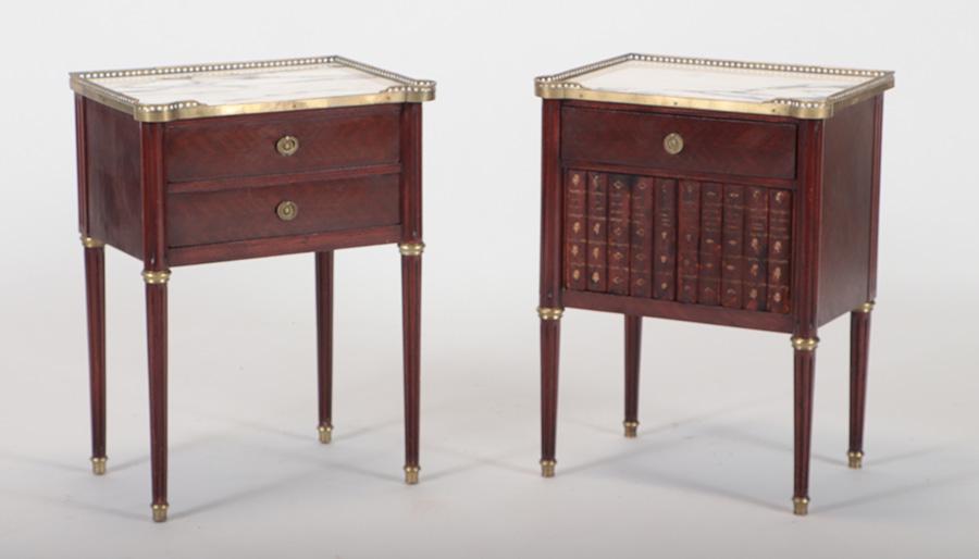 PAIR MARBLE TOP LOUIS XVI NIGHT STANDS C.1940 (1 of 7)