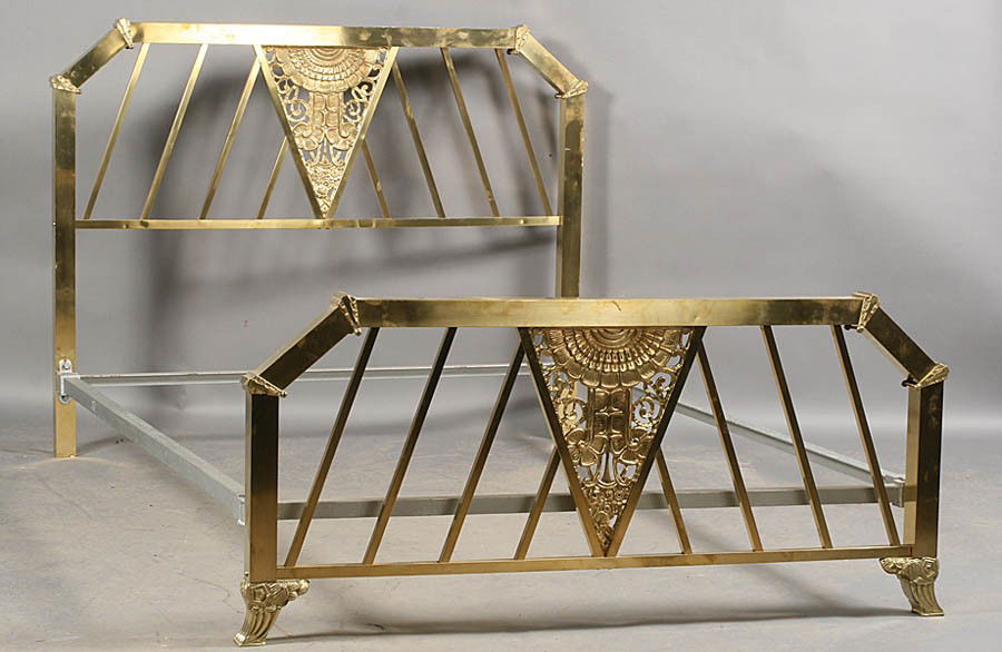 408 ORNATE ART DECO BRASS BED