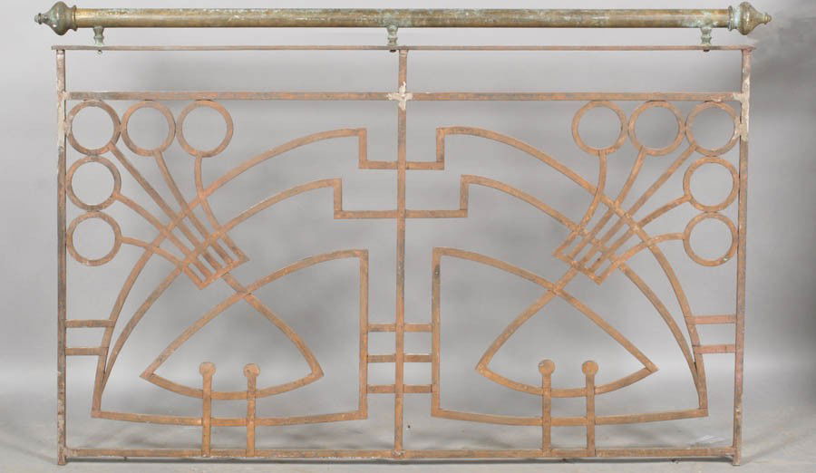 428: ART DECO IRON BALCONY PANEL BRASS RAILING