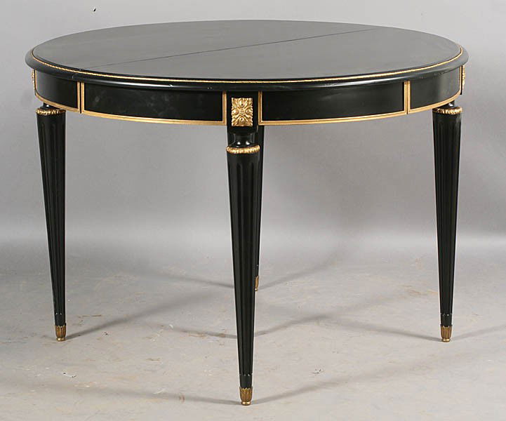 LOUIS XVI EBONIZED BRONZE MOUNTED DINING TABLE
