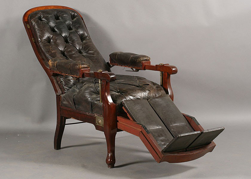 VINTAGE FRENCH MECHANICAL DENTAL CHAIR LABELED