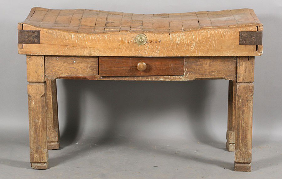 Antique French Butcher Block Table 1 Drawer 753 Antique French Butcher Block Table 1 Drawer