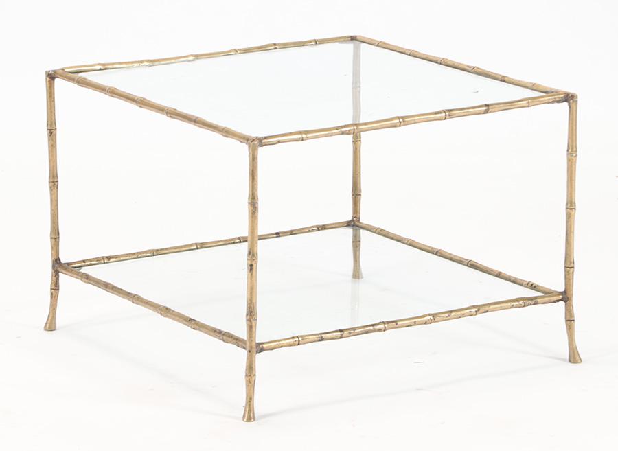 BRONZE AND GLASS FAUX BAMBOO TABLE MANNER BAGUES (1 of 4)