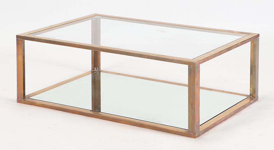 BRASS AND GLASS COFFEE TABLE C.1970 (1 of 3)