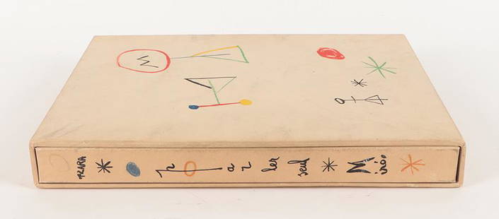 JEAN MIRO "PARLER SEUL" PORTFOLIO 1948: Jean Miro "Parler Seul" Portfolio, includes color lithographs and text by Tristan Tzara. Hardcover with slipcase, published by Galerie Maeght 1948, numbered 8/330. Ht: 15.5" Wd: 12" Dpth: 2"