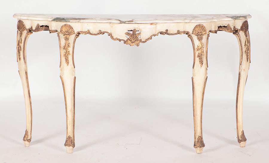 REGENCY STYLE PAINTED AND GILT CONSOLE TABLE (1 of 5)