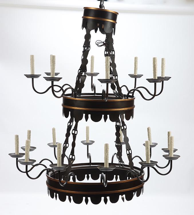 TWENTY LIGHT IRON TWO TIER CHANDELIER (1 of 4)
