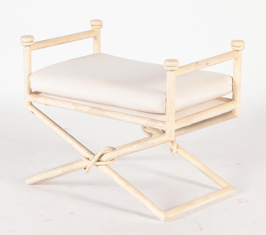 IRON BENCH MANNER GIACOMETTI: An iron bench in the manner of Giacometti. Ht: 24.5" Wd: 30.75" Dpth: 19.75"