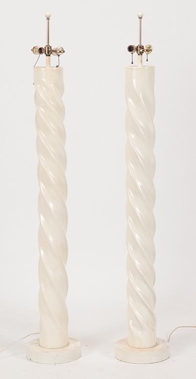 PAIR LACQUERED WOOD FLOOR LAMPS (1 of 4)