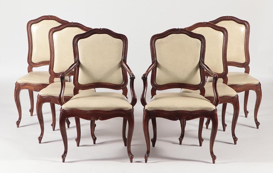 6 CARVED WALNUT ITALIAN DINING CHAIRS (1 of 6)