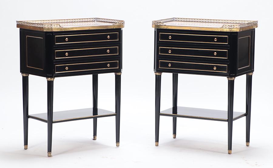 PAIR EBONIZED DIRECTOIRE STYLE NIGHTSTANDS C.1940 (1 of 6)