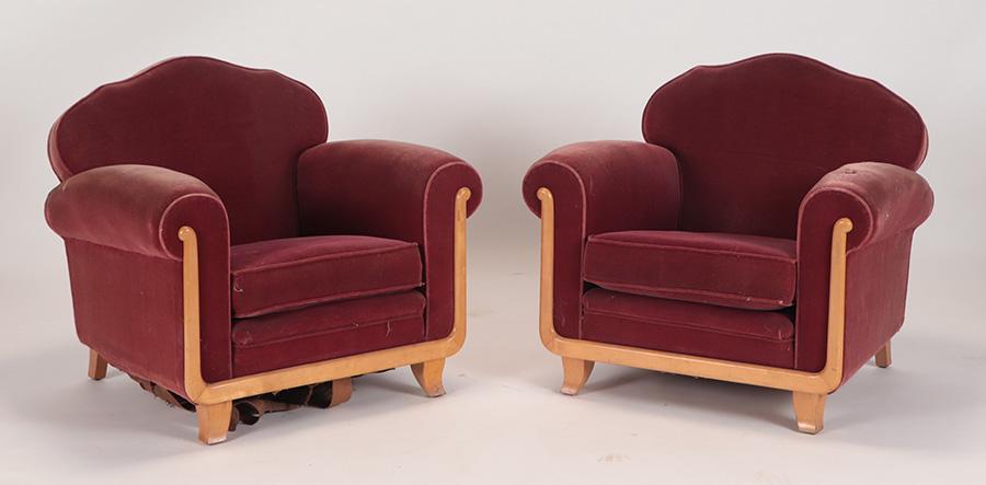 PAIR SYCAMORE ART DECO CLUB CHAIRS PROU C.1940 (1 of 5)