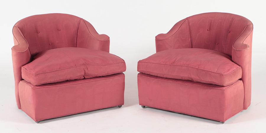 PAIR UPHOLSTERED CLUB CHAIRS CIRCA 1950 (1 of 6)