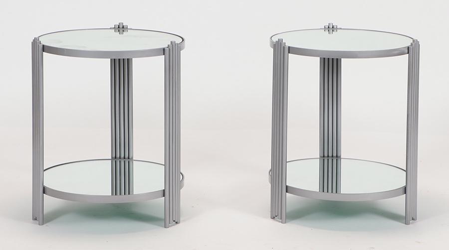 A PAIR OF IRON ART DECO STYLE TABLES WITH MIRRORED (1 of 4)