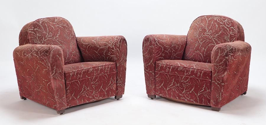 A PAIR OF FRENCH ART DECO CLUB CHAIRS IN THE (1 of 6)
