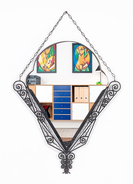FRENCH IRON ART DECO MIRROR C.1940 (1 of 4)