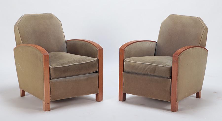 PAIR FRENCH ART DECO CLUB CHAIRS C.1930 (1 of 6)