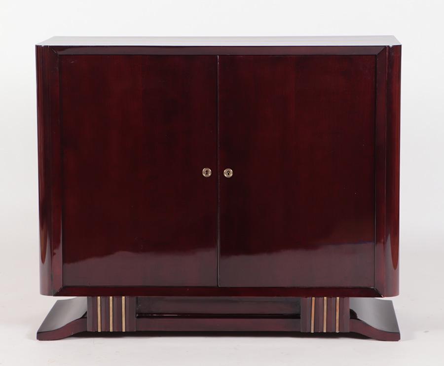 FRENCH ART DECO MAHOGANY AND BRONZE CABINET C.1930 (1 of 6)