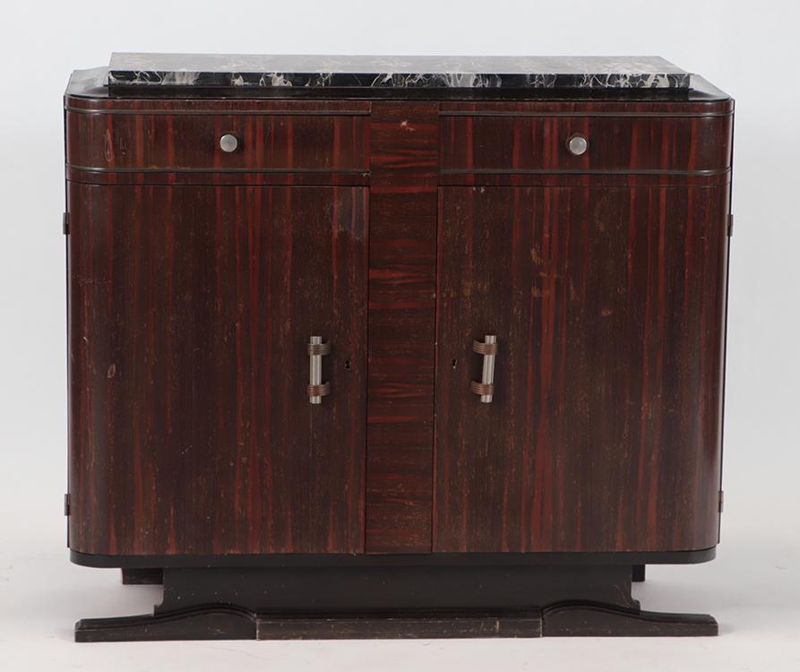 A FRENCH ROSEWOOD ART DECO SERVER WITH MARBLE TOP (1 of 6)