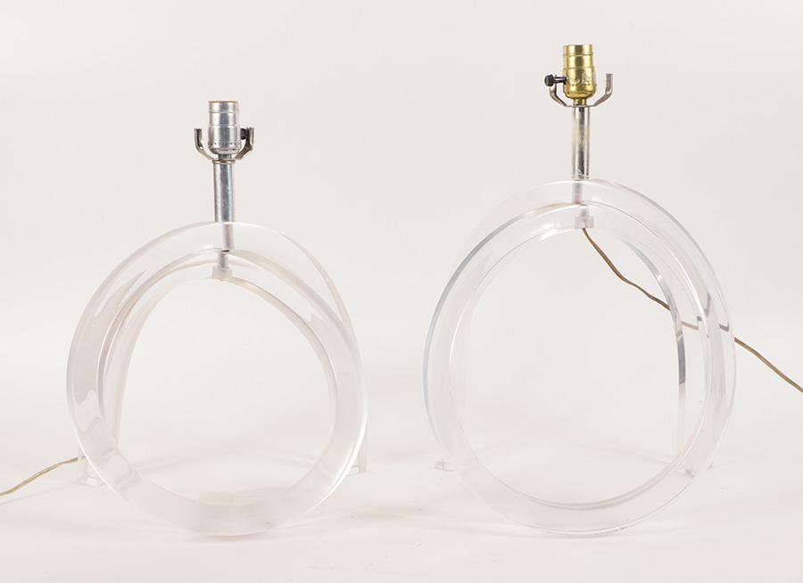 PAIR MODERN ABSTRACT LUCITE TABLE LAMPS C.1970 (1 of 6)