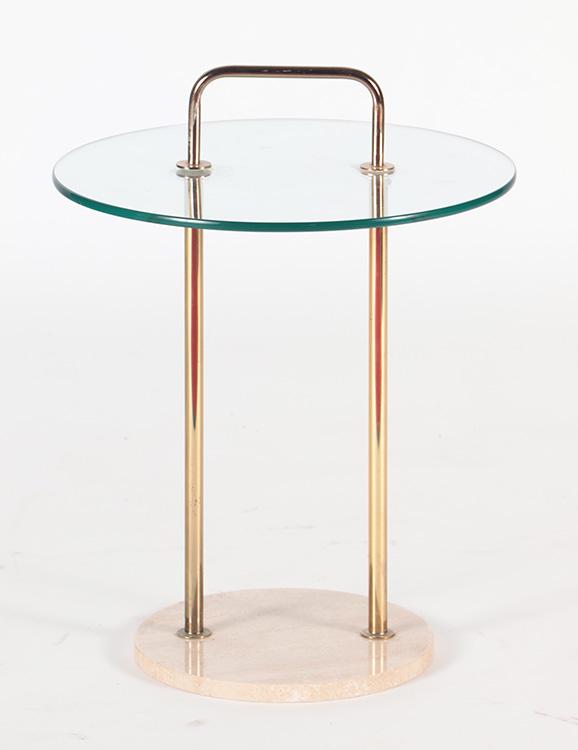 BRASS, GLASS AND MARBLE OCCASIONAL TABLE C.1980 (1 of 3)