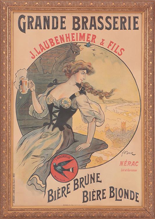 FRENCH POSTER "GRANDE BRASSERIE" HAND LITHOGRAPH (1 of 6)