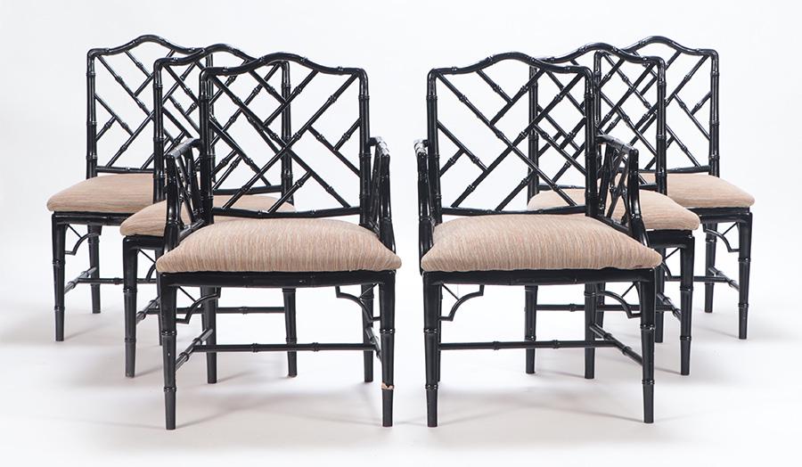 6 BLACK FAUX BAMBOO DINING CHAIRS (1 of 6)