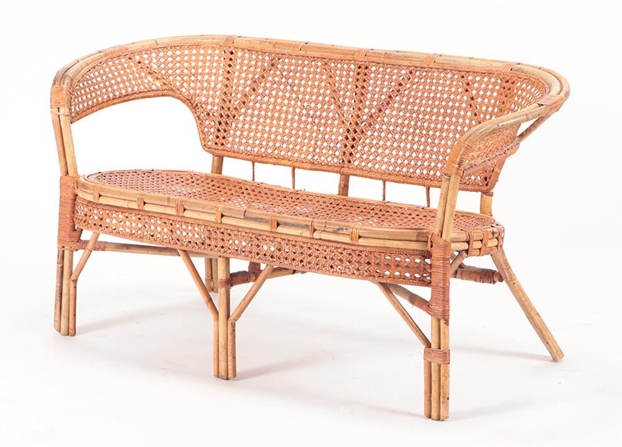 A FRENCH RATTAN SETTEE C 1950. (1 of 6)