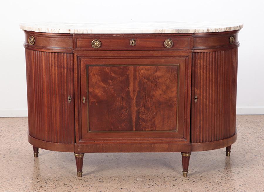 FRENCH MAHOGANY MARBLE TOP SERVER C.1920 (1 of 8)