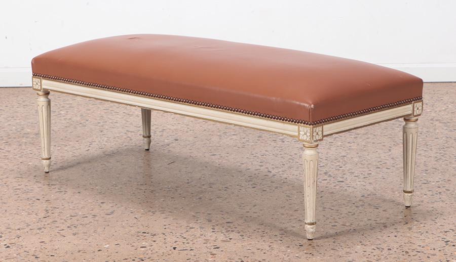 CARVED AND PAINTED LOUIS XVI STYLE BENCH (1 of 4)
