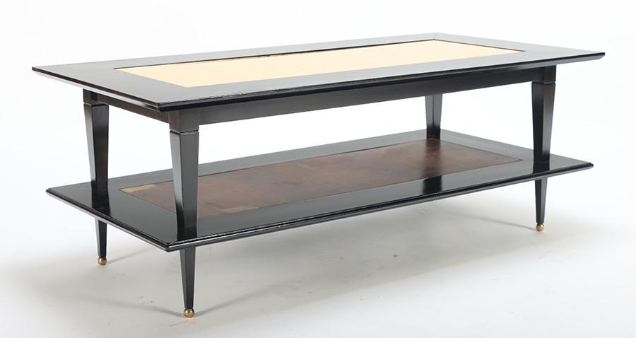 EBONIZED AND GOLD GLASS COFFEE TABLE C.1950 (1 of 5)