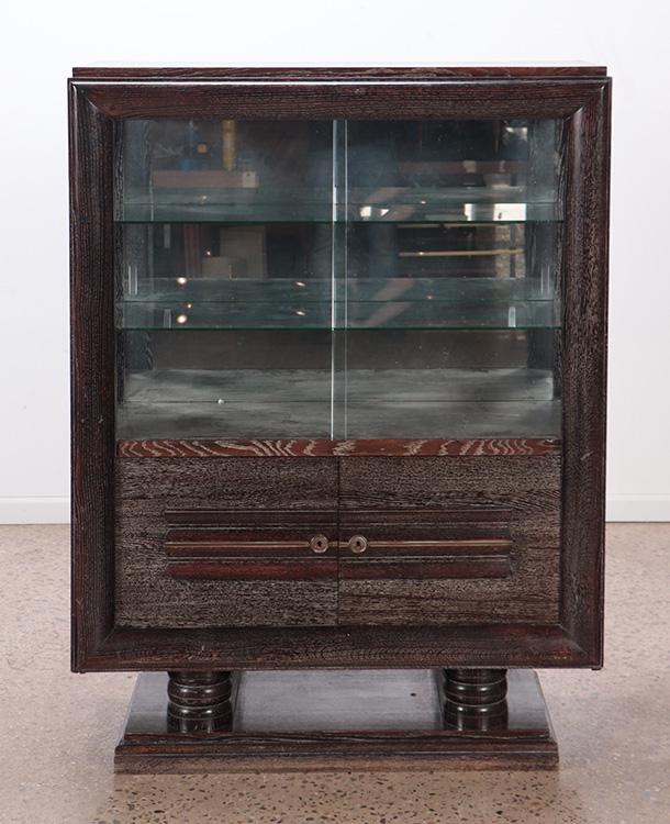 DARK CERUSED OAK FRENCH CABINET MANNER DUDOUYT (1 of 7)