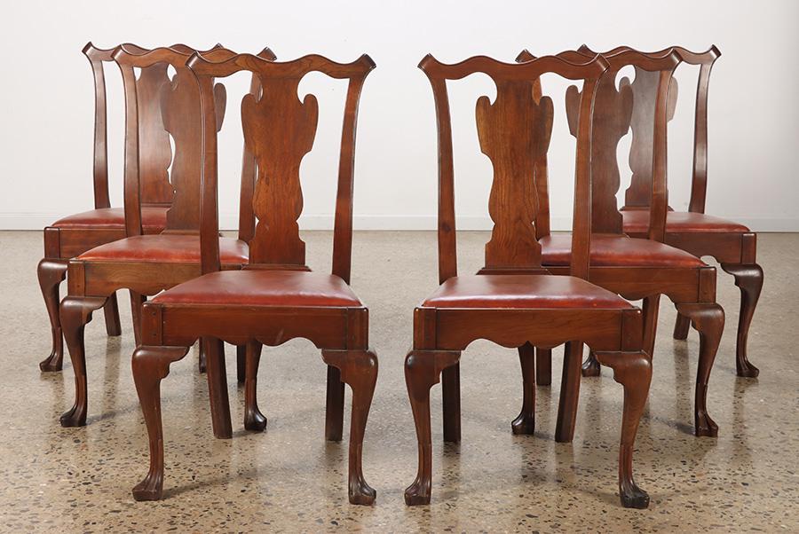 SIX CHERRY CHIPPENDALE STYLE CABINET MADE DINING (1 of 4)