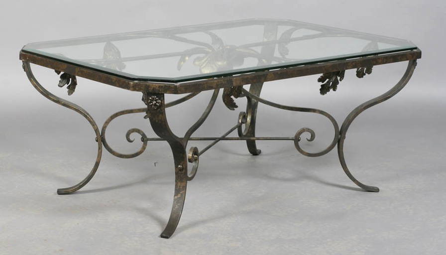 Wrought Iron Coffee Table Beveled Glass Top