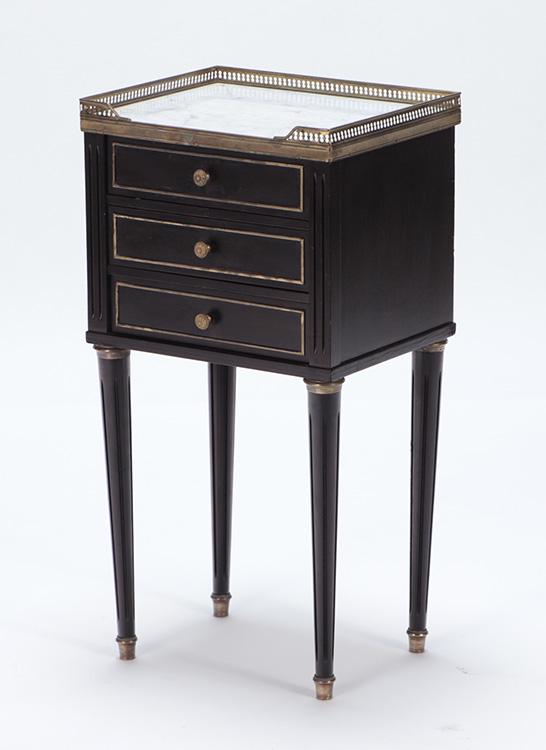 EBONIZED FRENCH LOUIS XVI STYLE MARBLE TOP NIGHT (1 of 5)