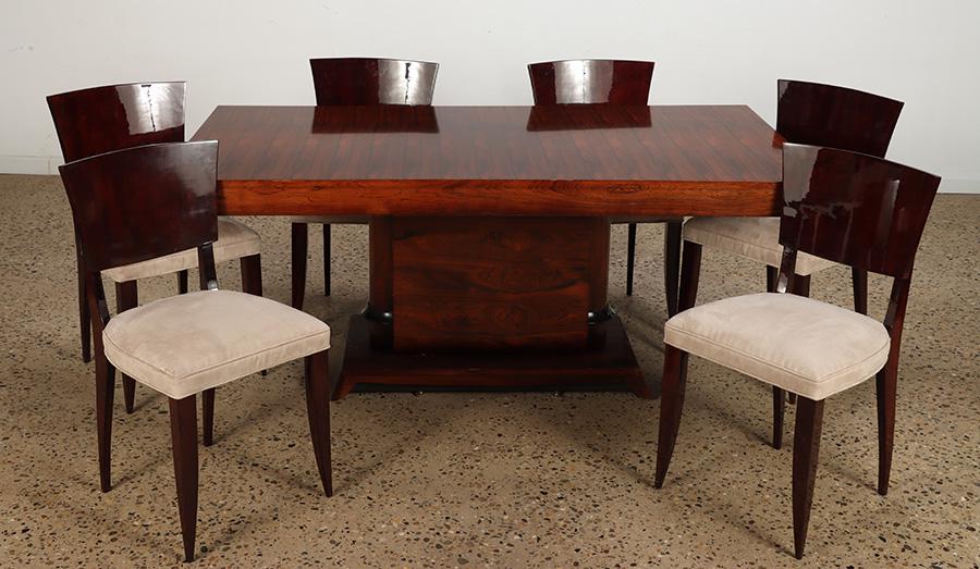 ART DECO ROSEWOOD DINING TABLE WITH 6 CHAIRS 1930 (1 of 7)