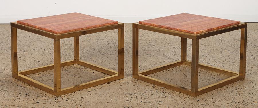 A PAIR OF FRENCH BRASS TABLES WITH BEAUTIFUL (1 of 4)