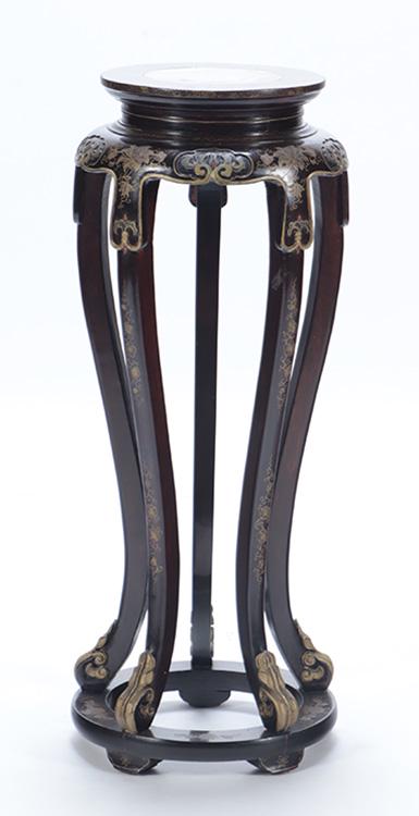 ASIAN STYLE PAINT DECORATED PEDESTAL WITH INSET (1 of 4)