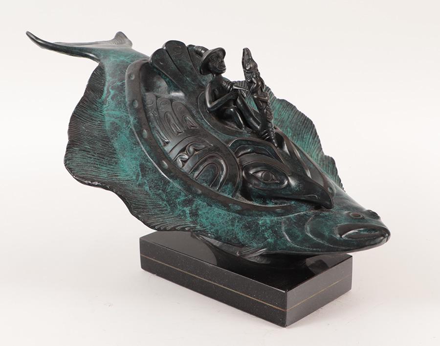 JAQUES & MARY REGAT BRONZE SCULPTURE MAN & FISH (1 of 10)